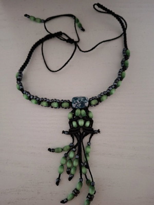 Ethnic necklace and bracelet set with green stones like new