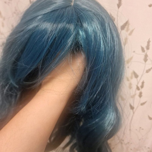 Dark Blue Wavy Wig new made of high-quality synthetic fibers