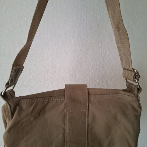 Women's shoulder bag used, beige with metal details