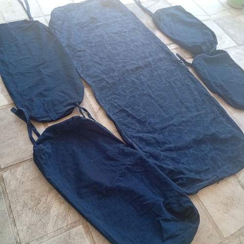 Set of cushion covers like new, dark blue with embossed design