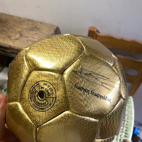Panathinaikos Collectible Football Ball like new, gold color, signed