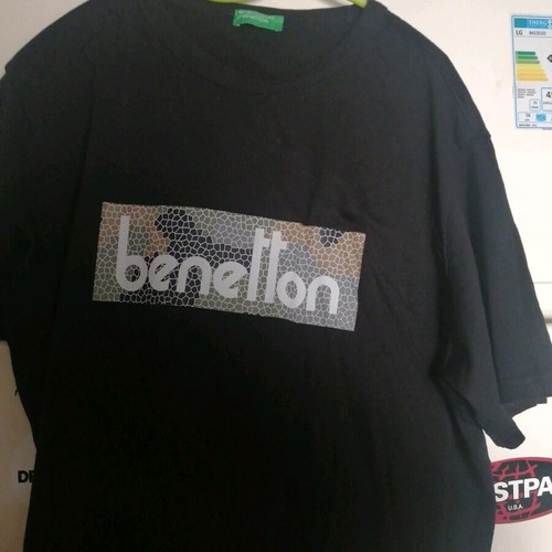 Benetton men's t-shirt new size XL black and gray