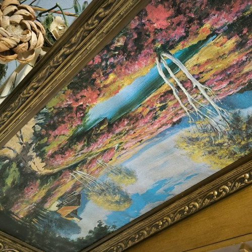 Oil painting 120x60 with wooden frame and frame damages