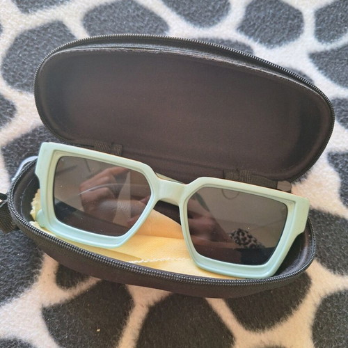 Square turquoise sunglasses with case like new
