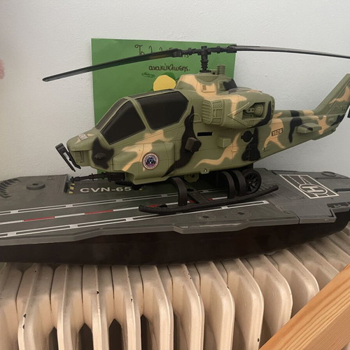Toy helicopter with base