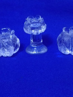 Kosta Boda Rosebud Crystal Candlesticks Set Mats Jonasson Like New