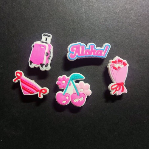 Set of new pink and colorful Croc Pins Summer time Vol7 (Jibbitz)