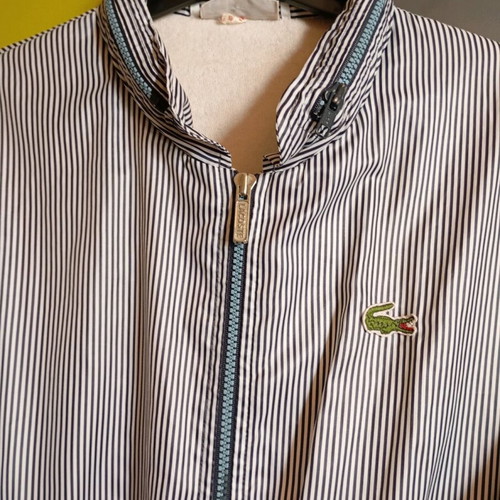 Lacoste women's jacket used, size L, striped with cotton lining