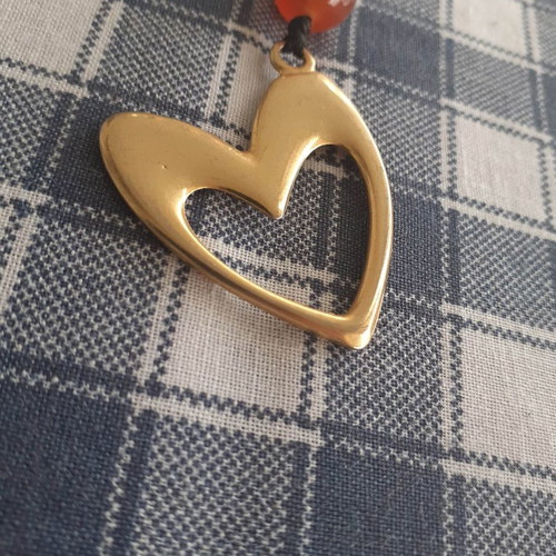 Long heart-shaped necklace with decorative crystal new
