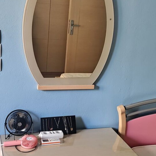 Teen bedroom set with bed, mattress, dresser and mirror