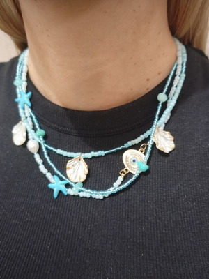 Set of 3 handmade summer necklaces turquoise, new