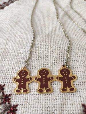 Ginger Bread Long Necklace like new in gold and brown