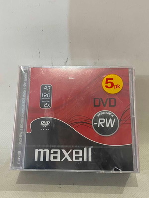 DVD Maxell επανεγγράψιμα μεταχειρισμένα, πακέτο 5 τεμαχίων 4.7 GB