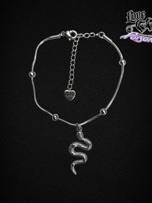 Love X Poison ασημένιο βραχιόλι αλυσίδα από ανοξείδωτο ατσάλι με φίδι