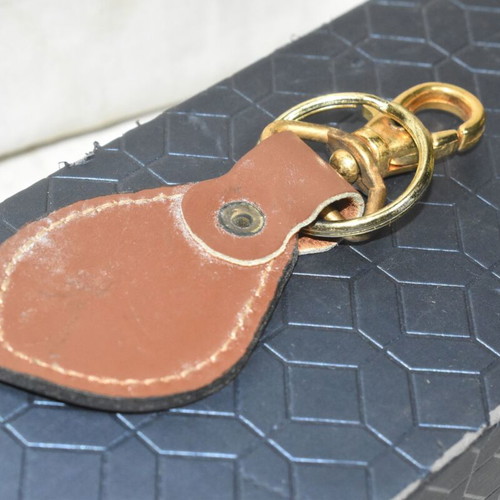 Vintage Audi leather keychain used with metal ring and hook
