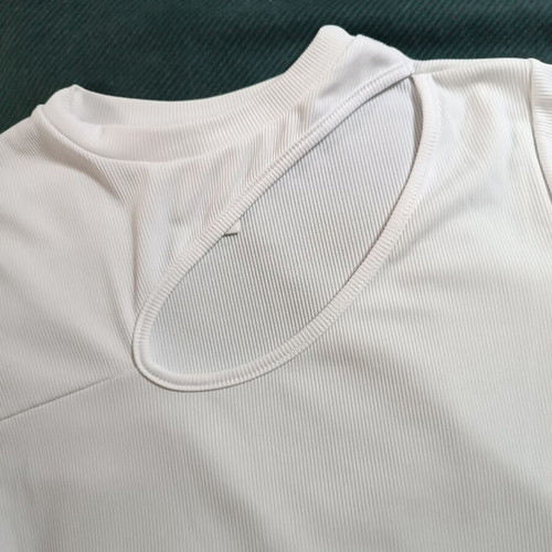 White crop top rib fabric with asymmetric chest opening like new, size S