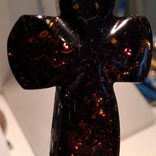 Cross made of natural black Baltic amber new