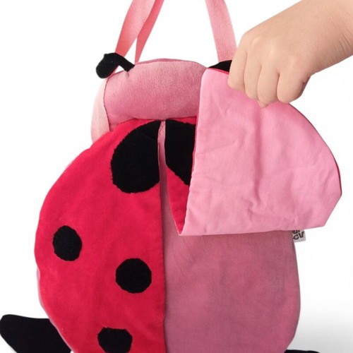 Handmade ladybug kids bag new, velvet and poplin