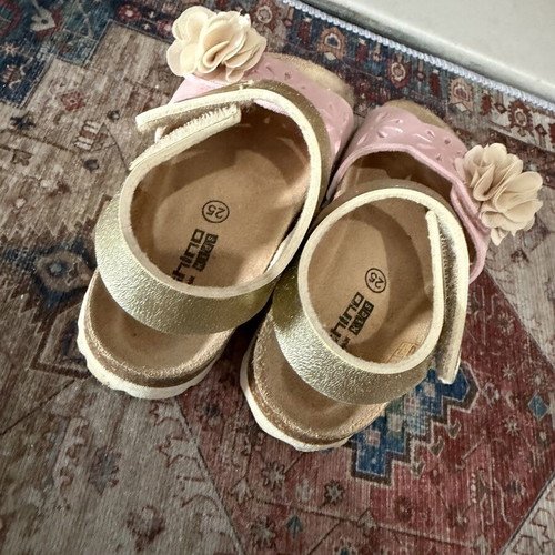 Yoshino anatomical girls' leather sandals size 25 like new pink gold