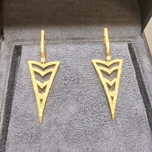 18K rose gold earrings with brilliant cut diamonds new
