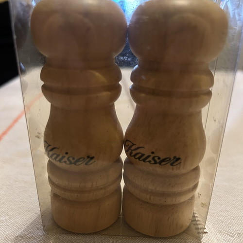 Kaiser wooden salt and pepper set new in packaging
