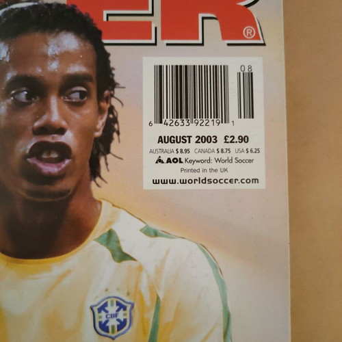 World Soccer August 2003 English Edition like new