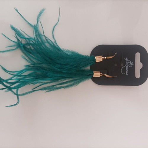 Feather earrings new, green