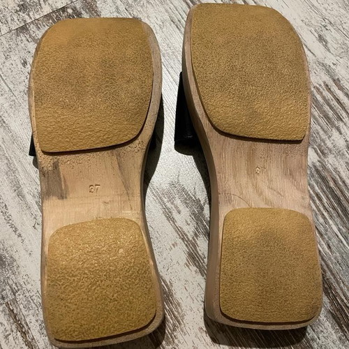 Mango leather platform sandals like new, black, size 37