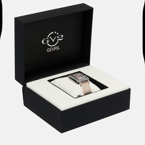 Gevril Ladies Luxury Watch Rose Gold and Silver Sapphire Crystal Genuine Leather