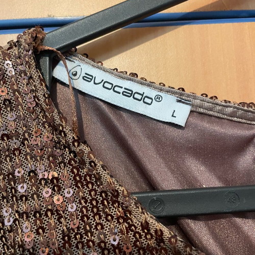 Sequin blouse new, brown, size L