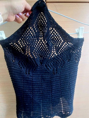 Zara Black Openwork Crochet Halter Top like new, size S