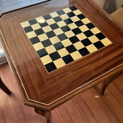 Handmade vintage marquetry coffee table