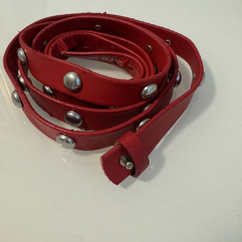 Armani Jeans red leather belt size 80, like new with studs