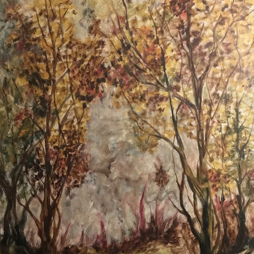 Authentic painting 45x65 used with frame, oil on hardboard