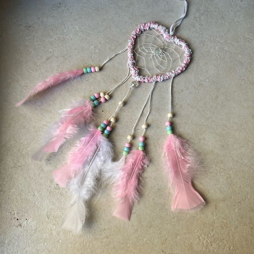 Pink heart-shaped dreamcatcher new
