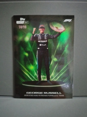 2026 Topps Lights Out F1 George Russell Green Lumina 50/99 sticker