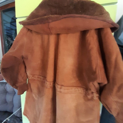Leader men's jacket used, brown castor with fur lining, size XL