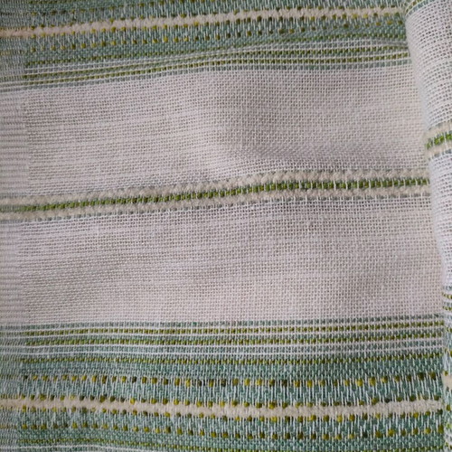 Traditional handwoven fabric loom new, terracotta and green