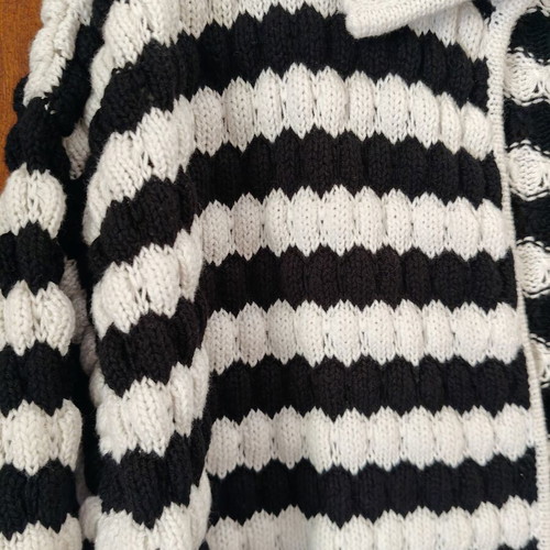 Women's black and white knitted short-sleeve cardigan new