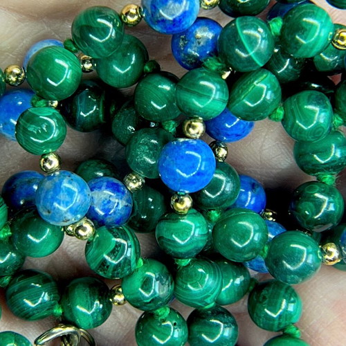 Malachite and Lapis Lazuli Necklace 80cm new