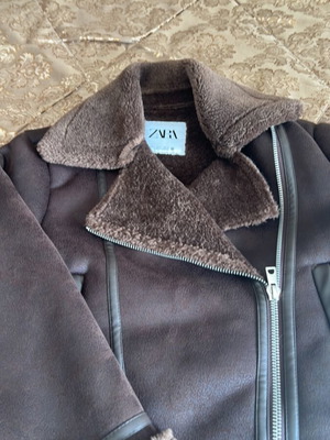 Zara Aviator μπουφάν καινούργιο με εσωτερική γούνα σοκολατί, μέγεθος S