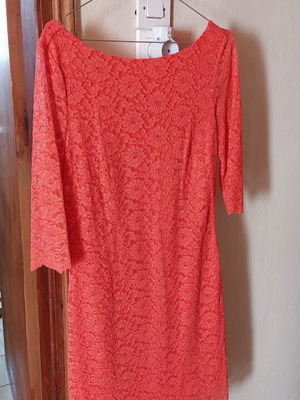 Lace dress coral color, size S, almost unworn