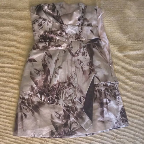 Karen Millen dress new, mini, strapless, silk, beige brown