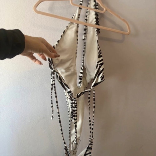Monokini swimsuit and mesh beach dress set new, black and white