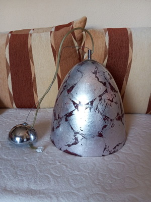 Lamp used, silver and red, height 0.35 meters