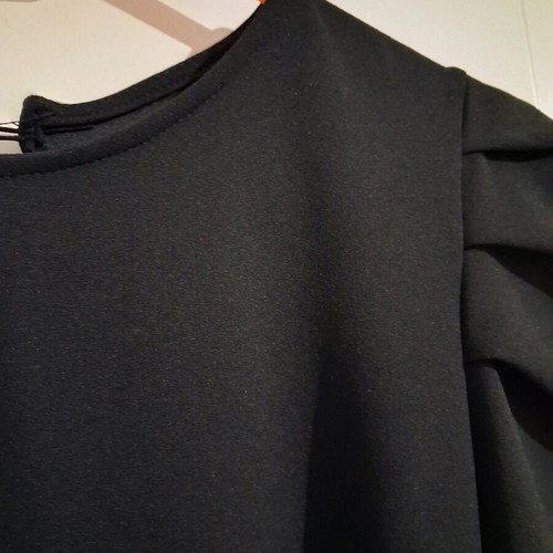 Black Midi Dress Made in Italy like new with Statement Shoulders