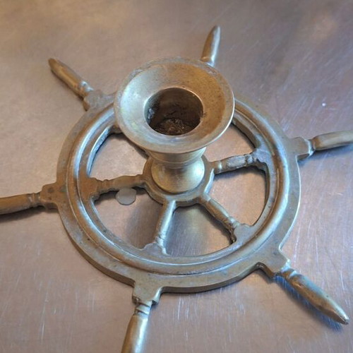 Vintage brass candlesticks used, set of 2 pieces