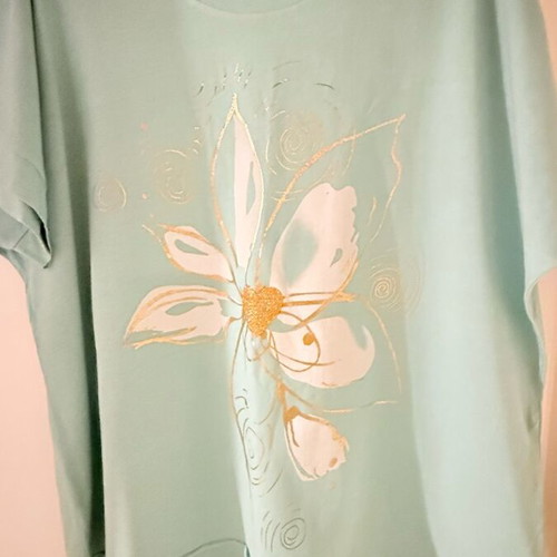 Mint blouse with golden details like new, one size