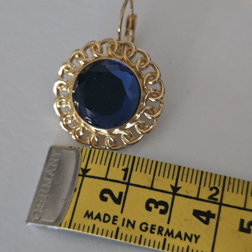 Vintage earrings used, steel with blue stone and gold plating