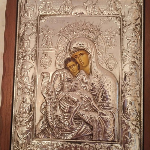 Byzantine icon Panagia Ikariotissa silver 925, like new